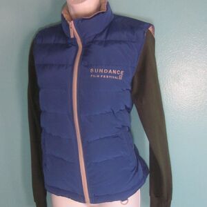 Kenneth Cole Womens Size L Blue Zip Up Down Puffer Vest From Sundance Festival